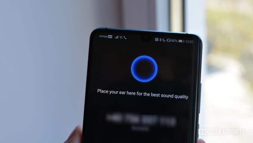  huawei p30 pro نمایش انیمیشن بلندگوی مکالمه در صفحه نمایش 