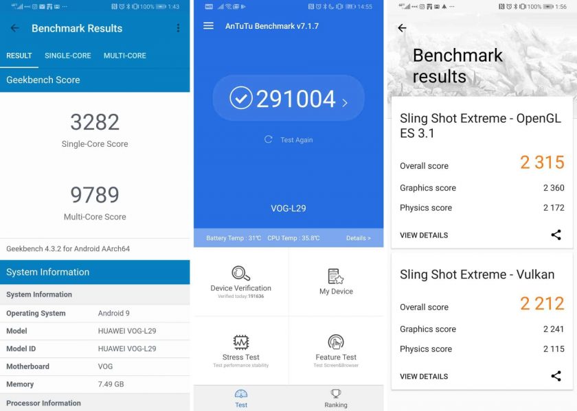  معیار Huawei P30 Pro از آنتونتو ، geekbench و علامت 3D 