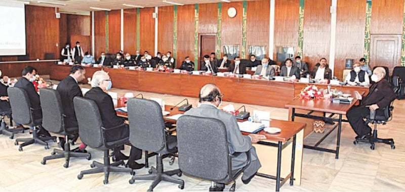 INTERIOR Minister Ijaz Ahmad Shah chairing a meeting of the board of governors of National Counter Terrorism Authority on Thursday.—APP